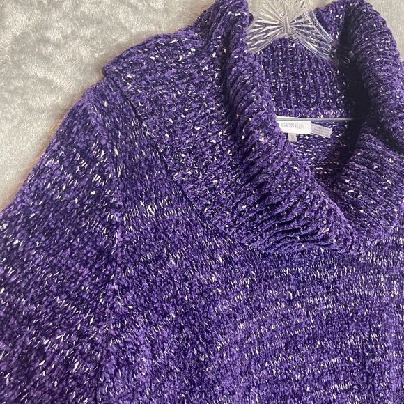 Calvin Klein Women Purple Soft Cozy Chenille Cowl Neck Pullover Sweater 1X Plus - Picture 3 of 13
